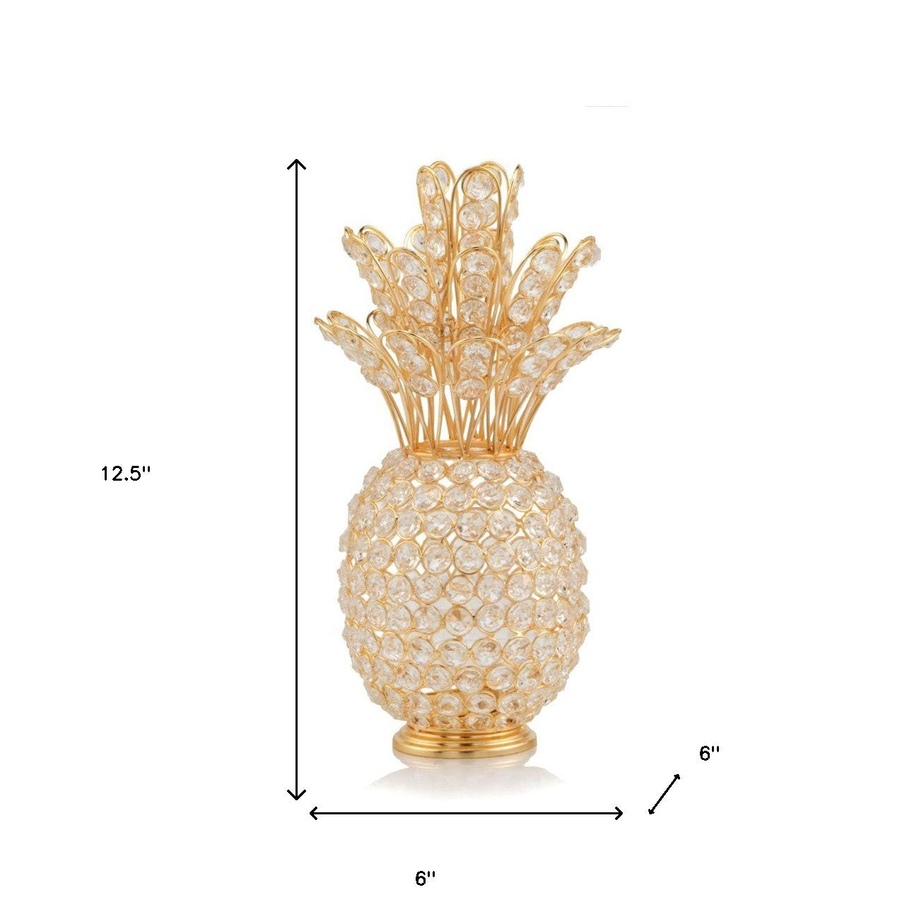 6" X 6" X 12.5" Silver Crystal Pineapple