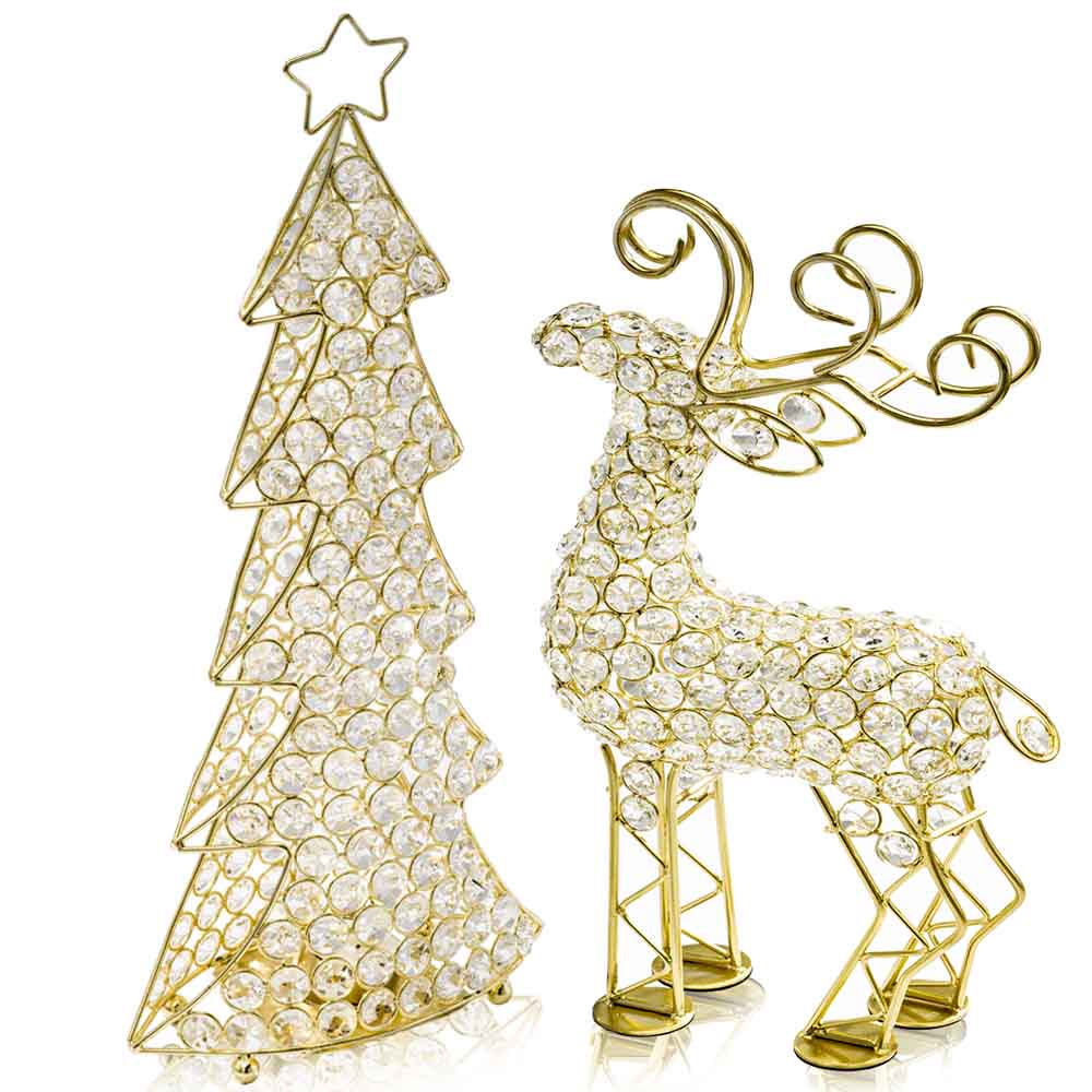 19" Silver Faux Crystal Bling Reindeer