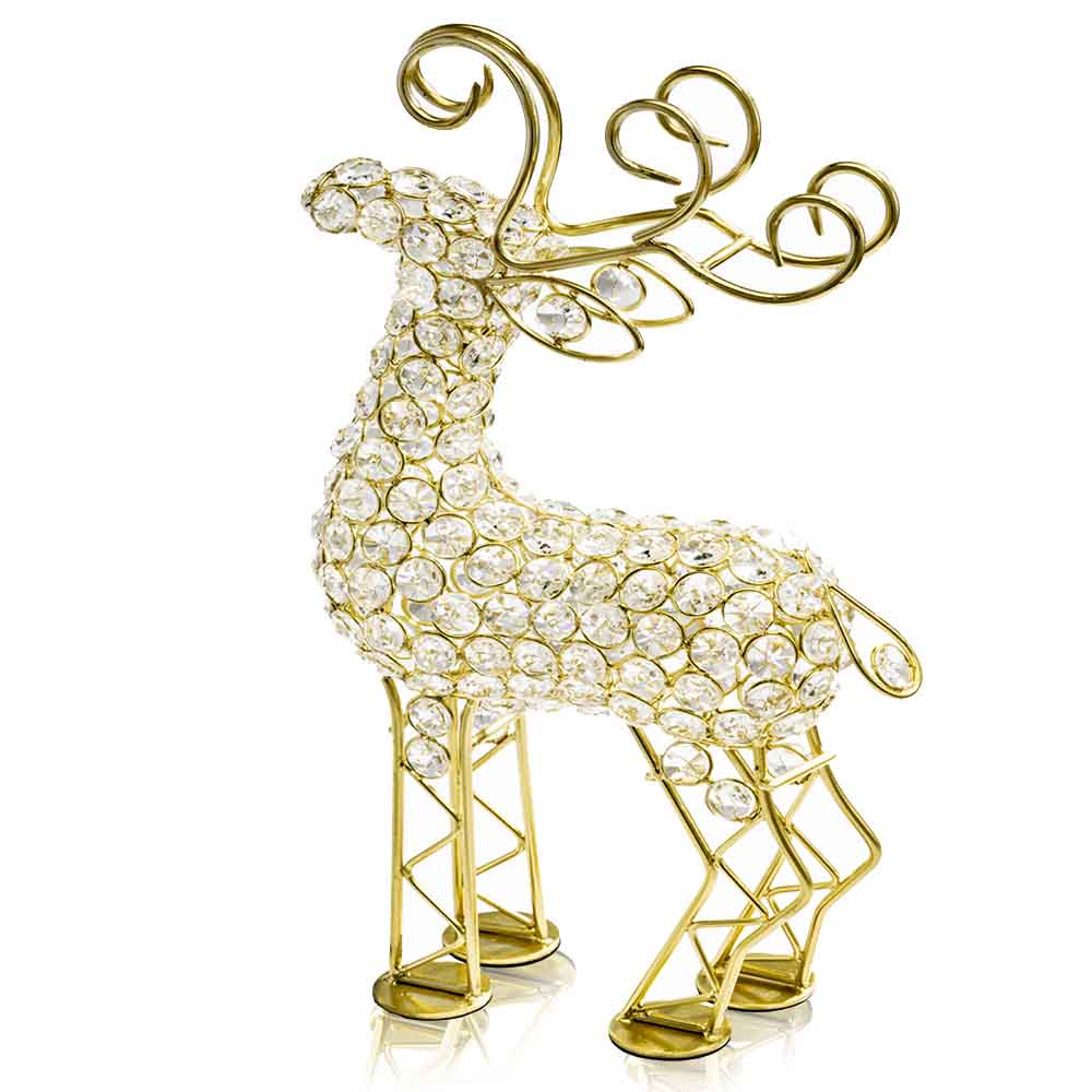 19" Silver Faux Crystal Bling Reindeer