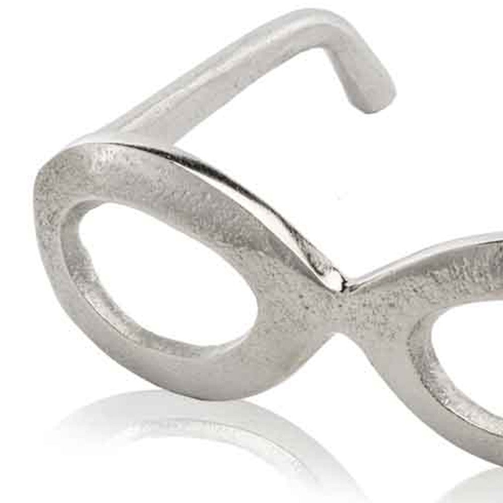 8" Silver Textured Oval Glasses Tabletop Sculpture