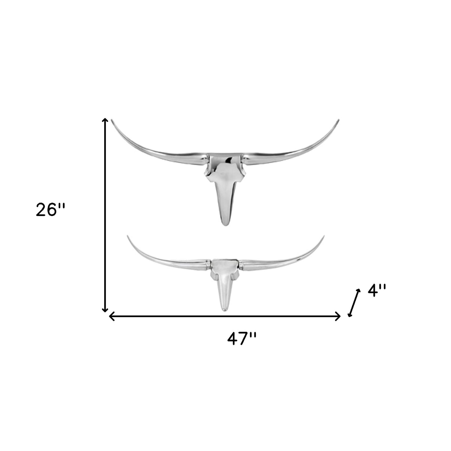 4" X 47" X 26" Buffe Extra Large Long Horn Wall Bust