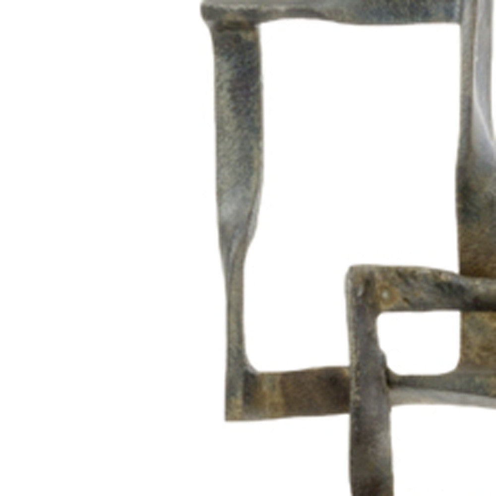 4" X 7" X 25.5" Bronze And Red Patina Cuadrado Tall Squares Sculpture