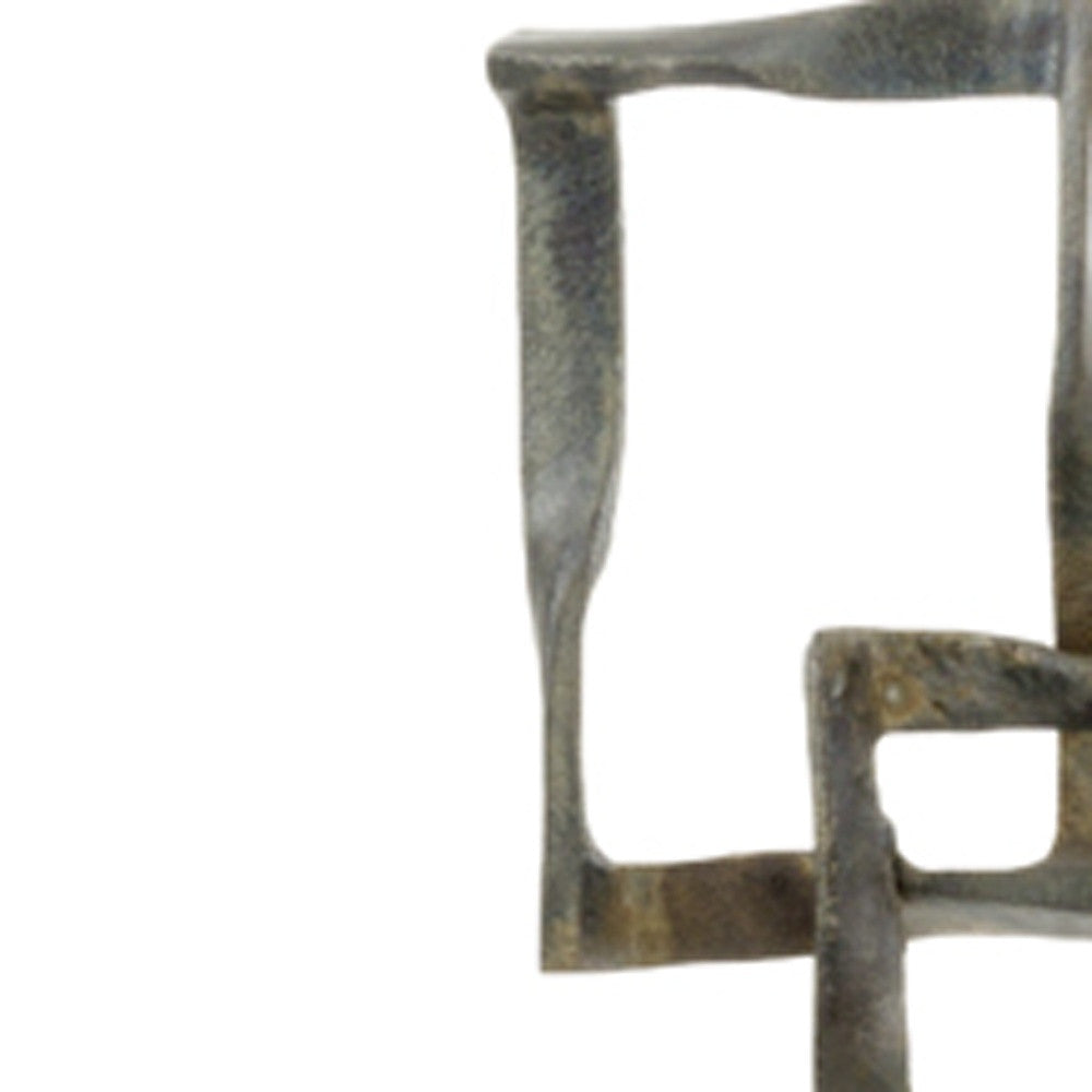 4" X 7" X 25.5" Bronze And Red Patina Cuadrado Tall Squares Sculpture