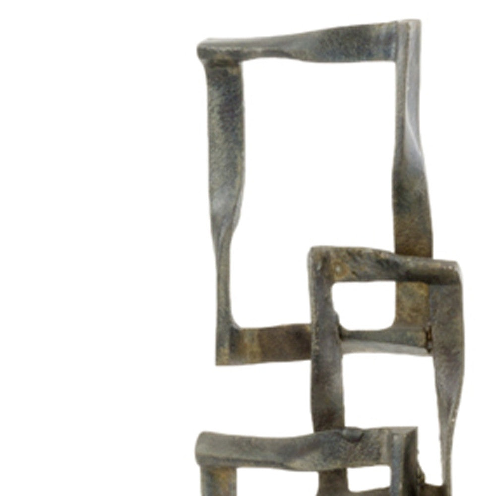 4" X 7" X 25.5" Bronze And Red Patina Cuadrado Tall Squares Sculpture