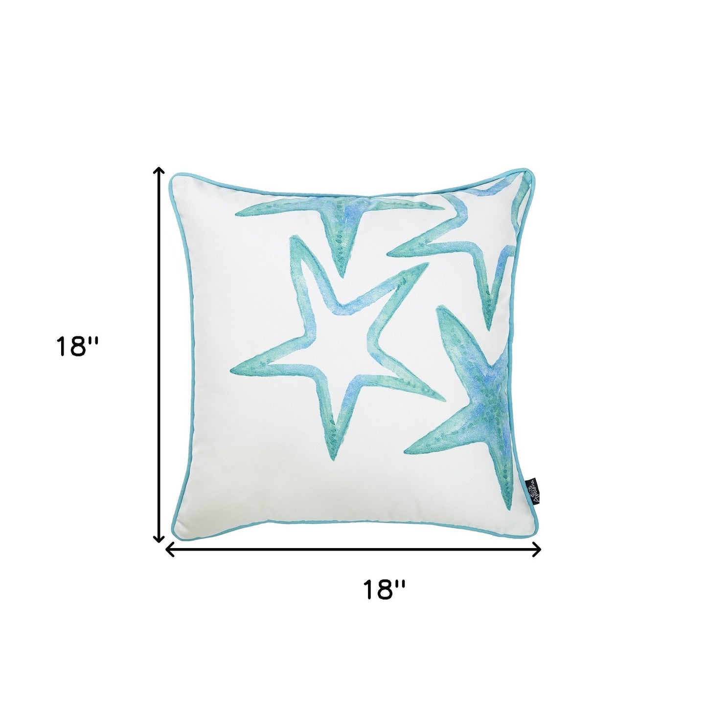 White And Aqua Blue Starfish Decorative Throw Pillow Cover
