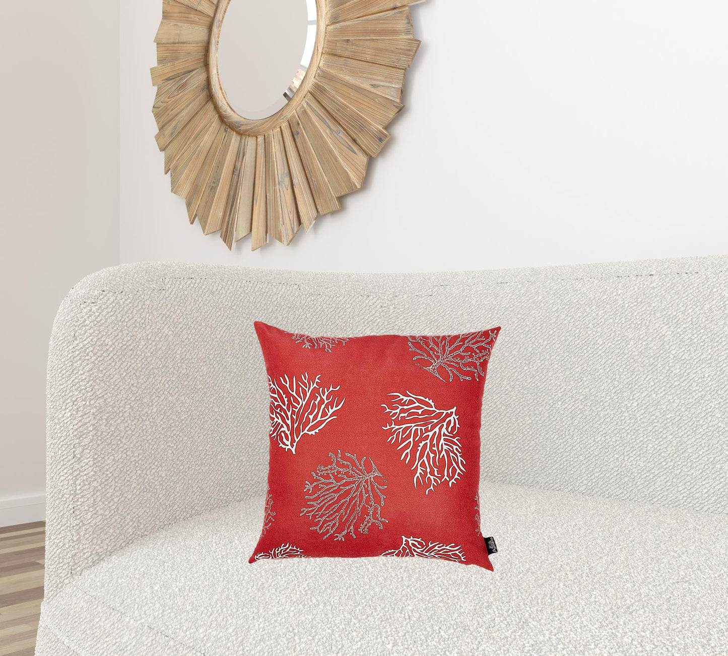 18" Square Red Coral Reef Decorative Throw Pillow Cover