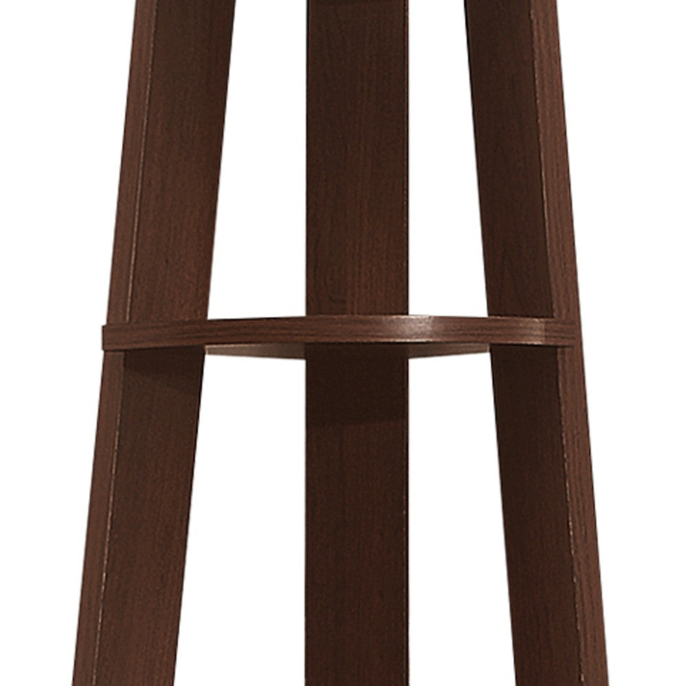 71" Brown Five Tier Corner Bookcase
