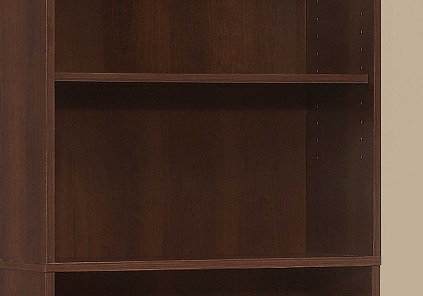 71" Brown Adjustable Five Tier Standard Bookcase