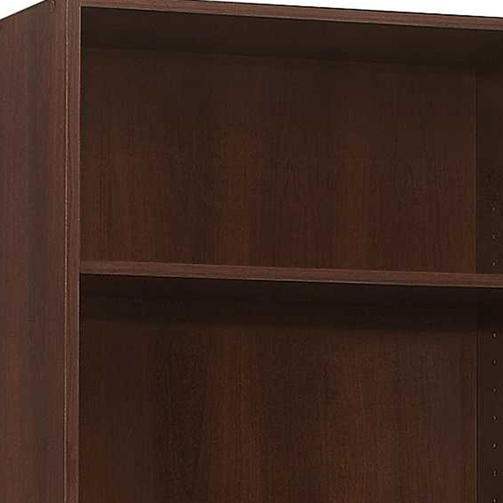 71" Brown Adjustable Five Tier Standard Bookcase