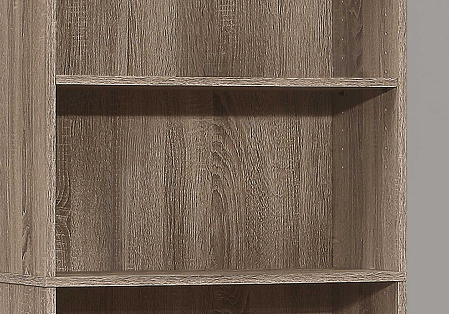 71" Taupe Adjustable Five Tier Standard Bookcase