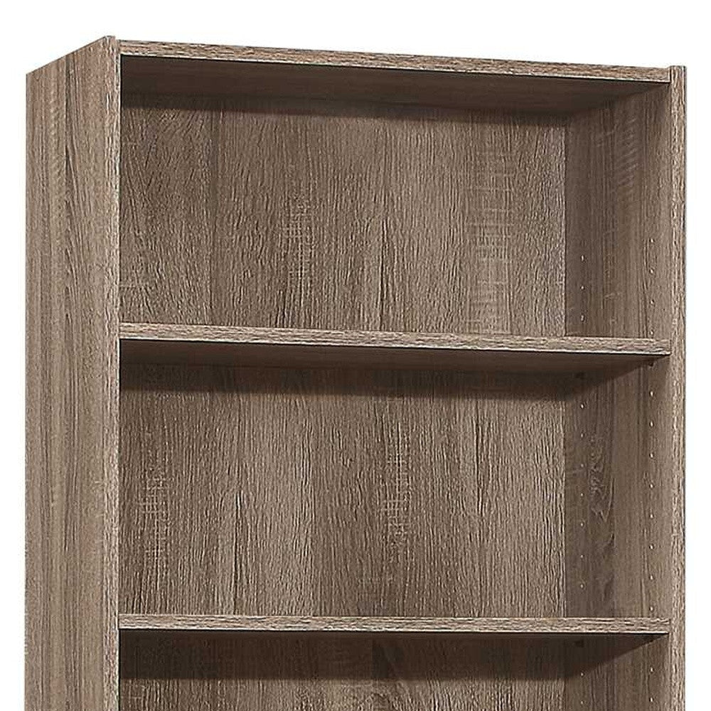71" Taupe Adjustable Five Tier Standard Bookcase