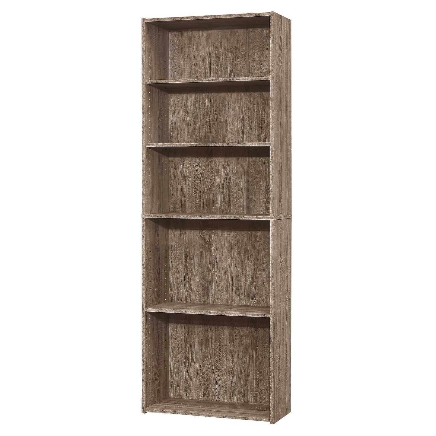 71" Taupe Adjustable Five Tier Standard Bookcase