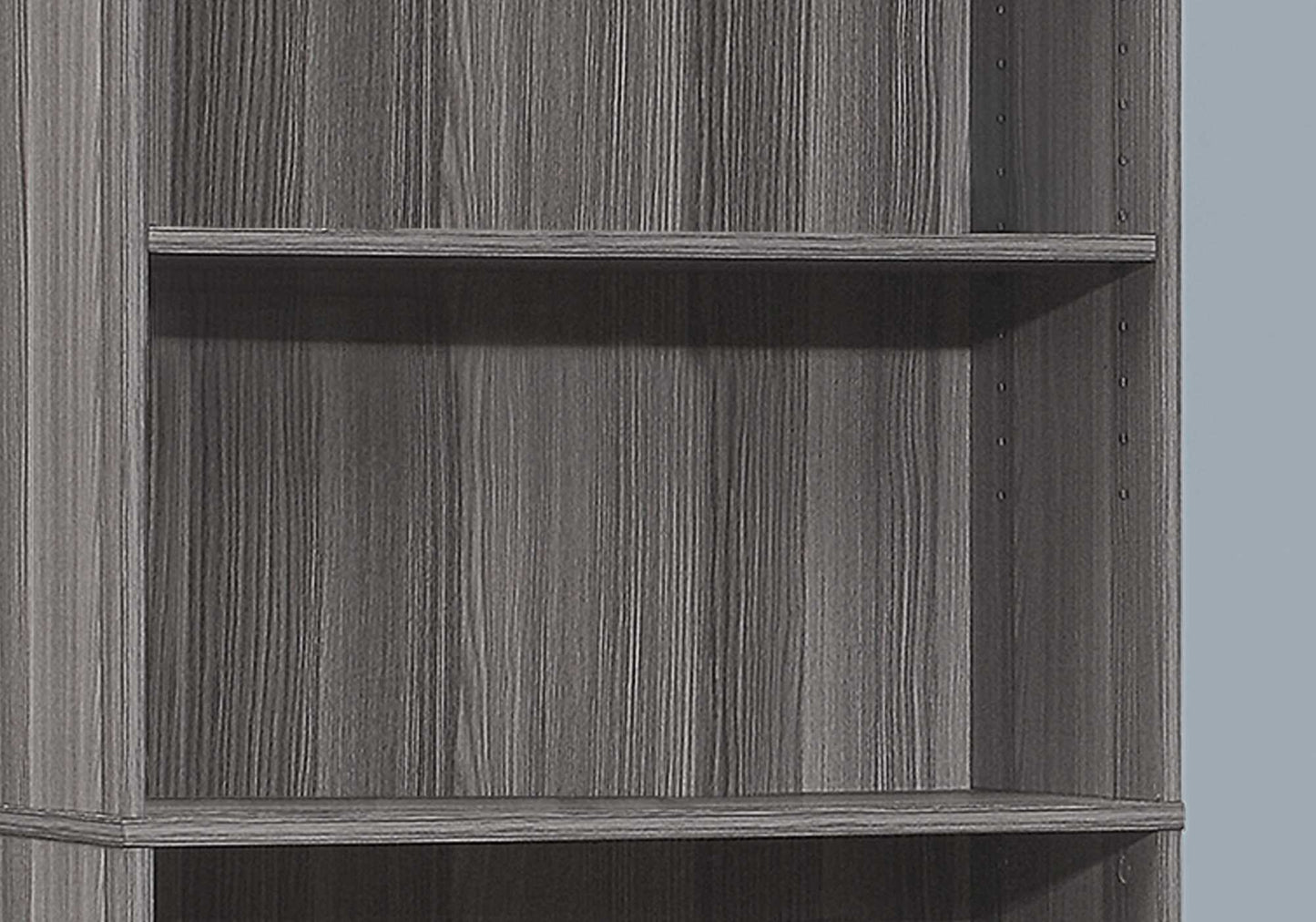 71" Gray Adjustable Five Tier Standard Bookcase
