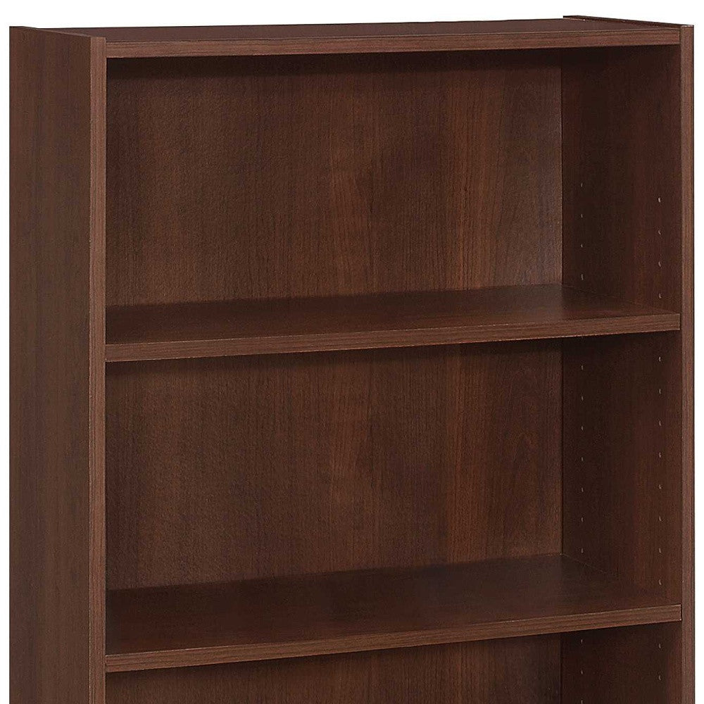 36" Brown Adjustable Three Tier Standard Bookcase