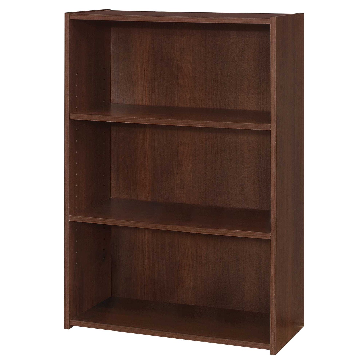 36" Brown Adjustable Three Tier Standard Bookcase