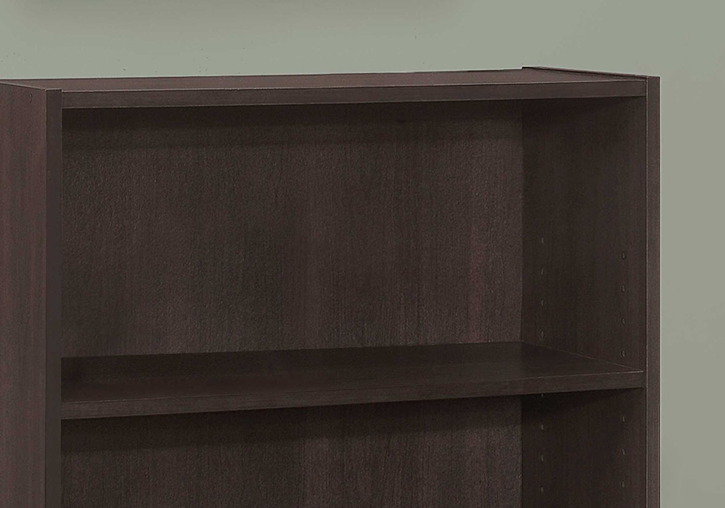 36" Brown Adjustable Three Tier Standard Bookcase