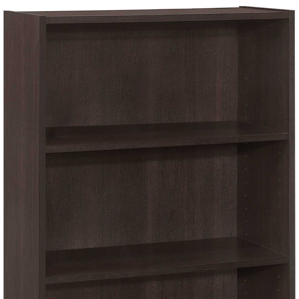 36" Brown Adjustable Three Tier Standard Bookcase
