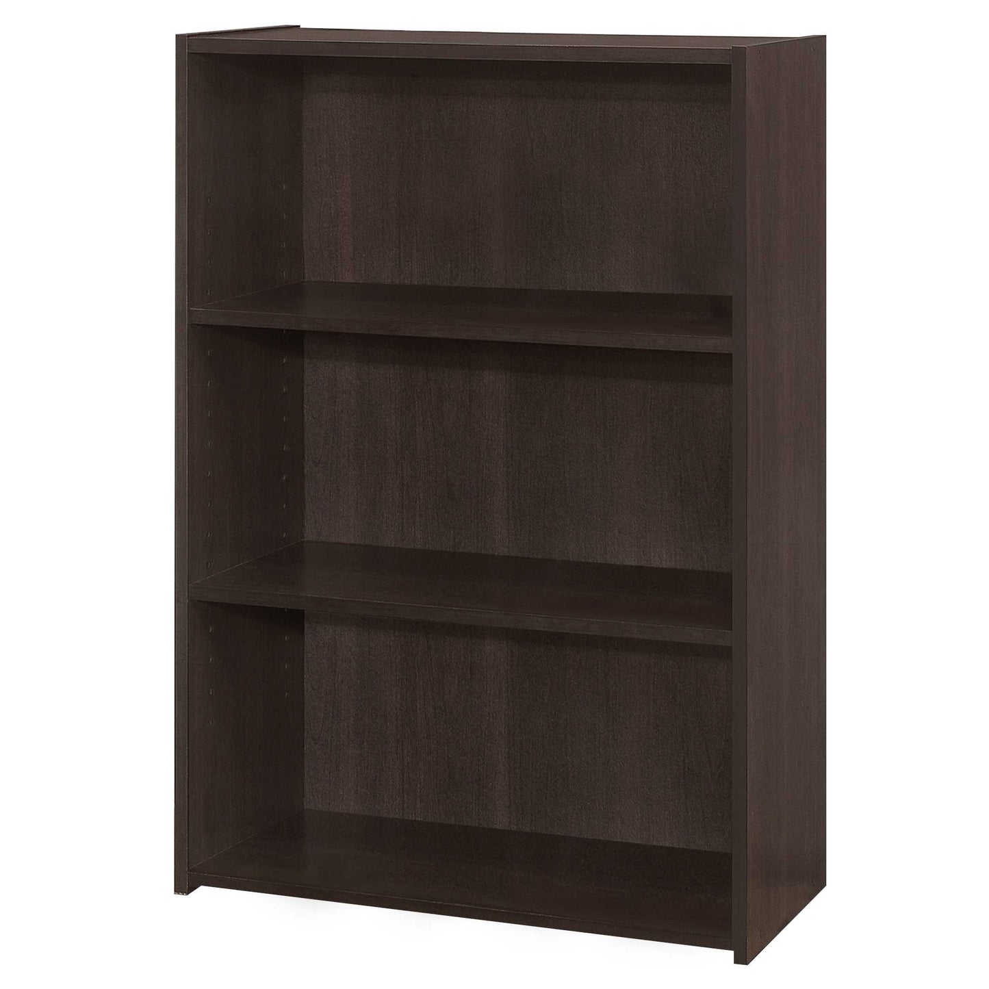 36" Brown Adjustable Three Tier Standard Bookcase