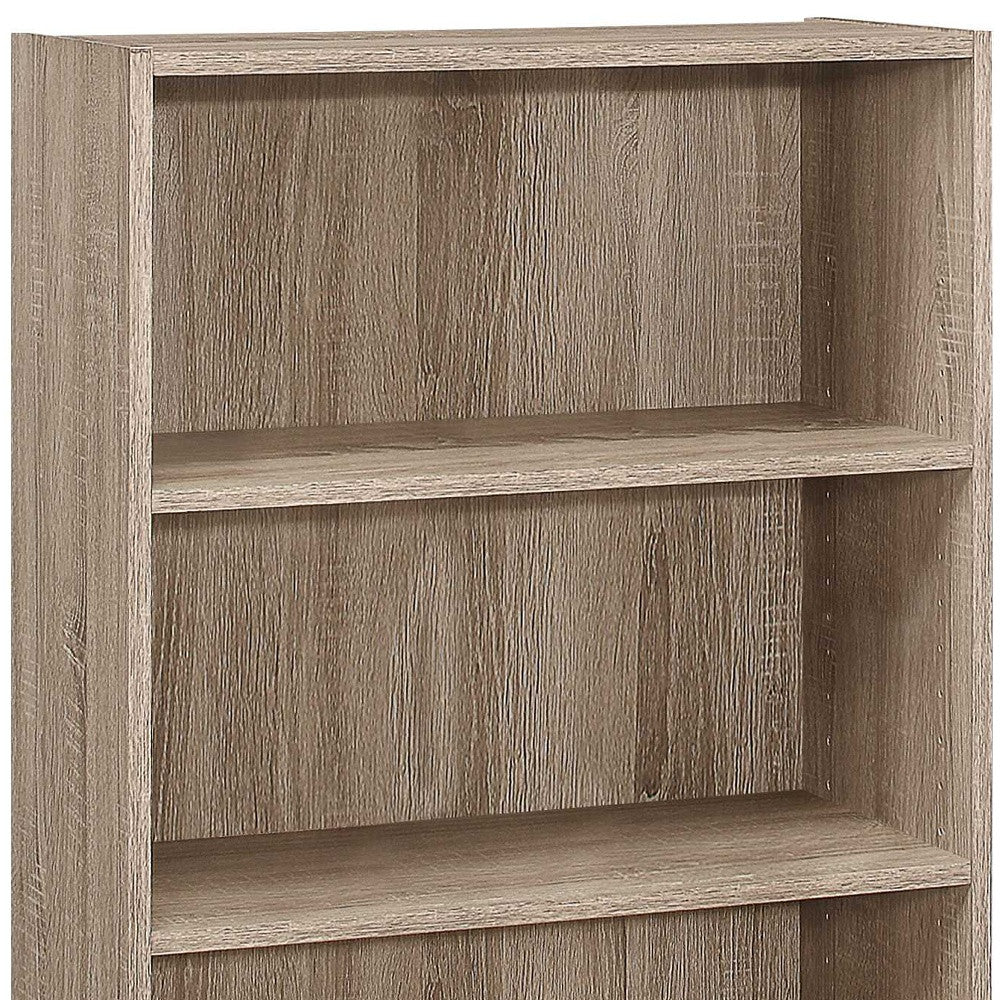 36" Taupe Adjustable Three Tier Standard Bookcase