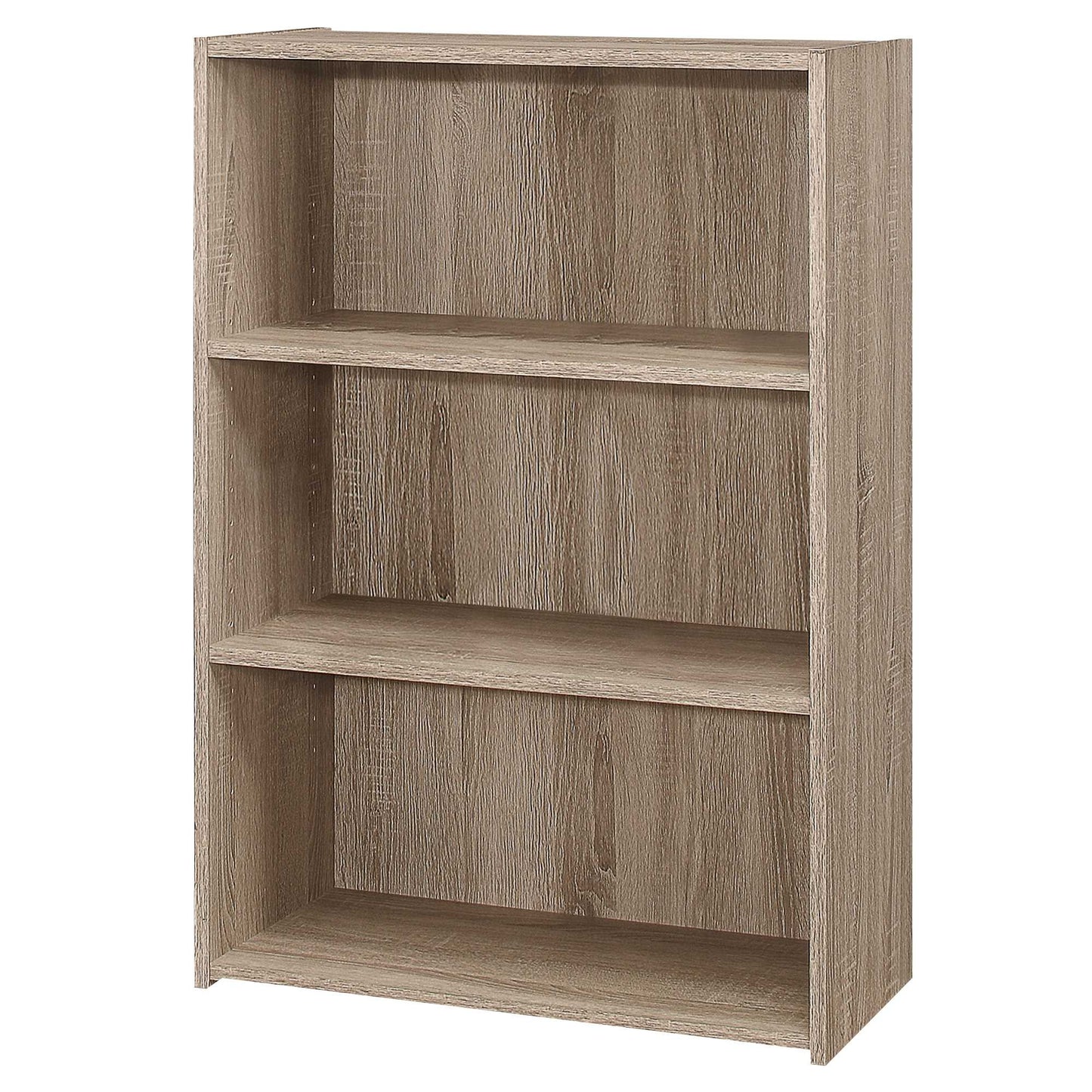 36" Taupe Adjustable Three Tier Standard Bookcase