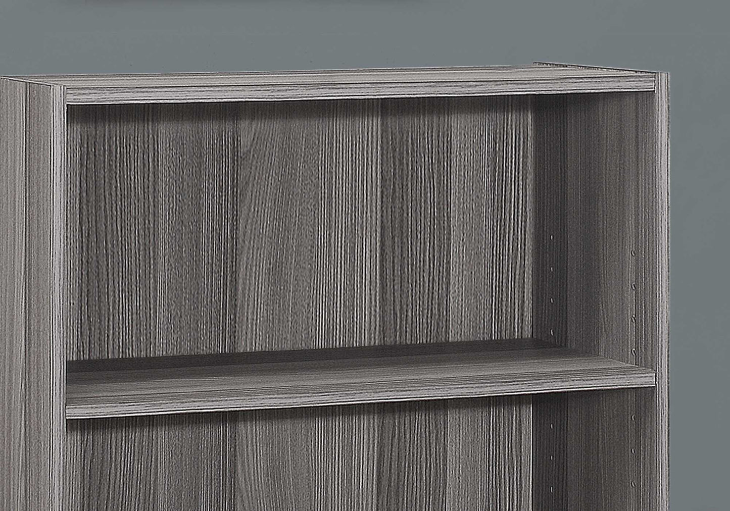 36" Gray Adjustable Three Tier Standard Bookcase