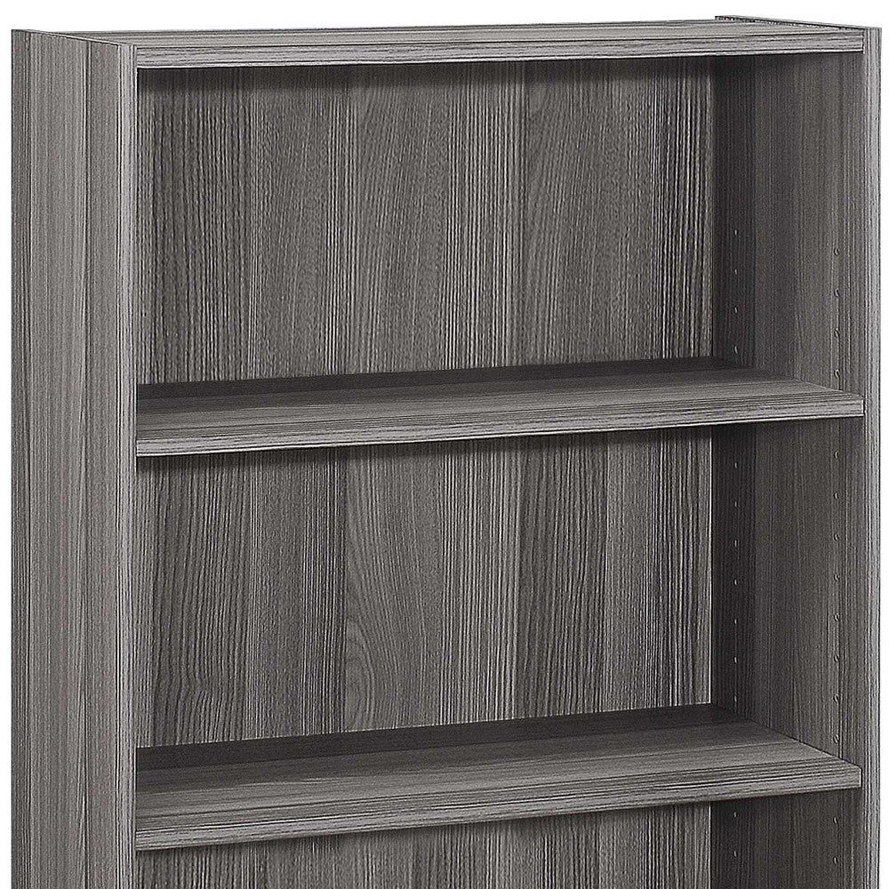 36" Gray Adjustable Three Tier Standard Bookcase