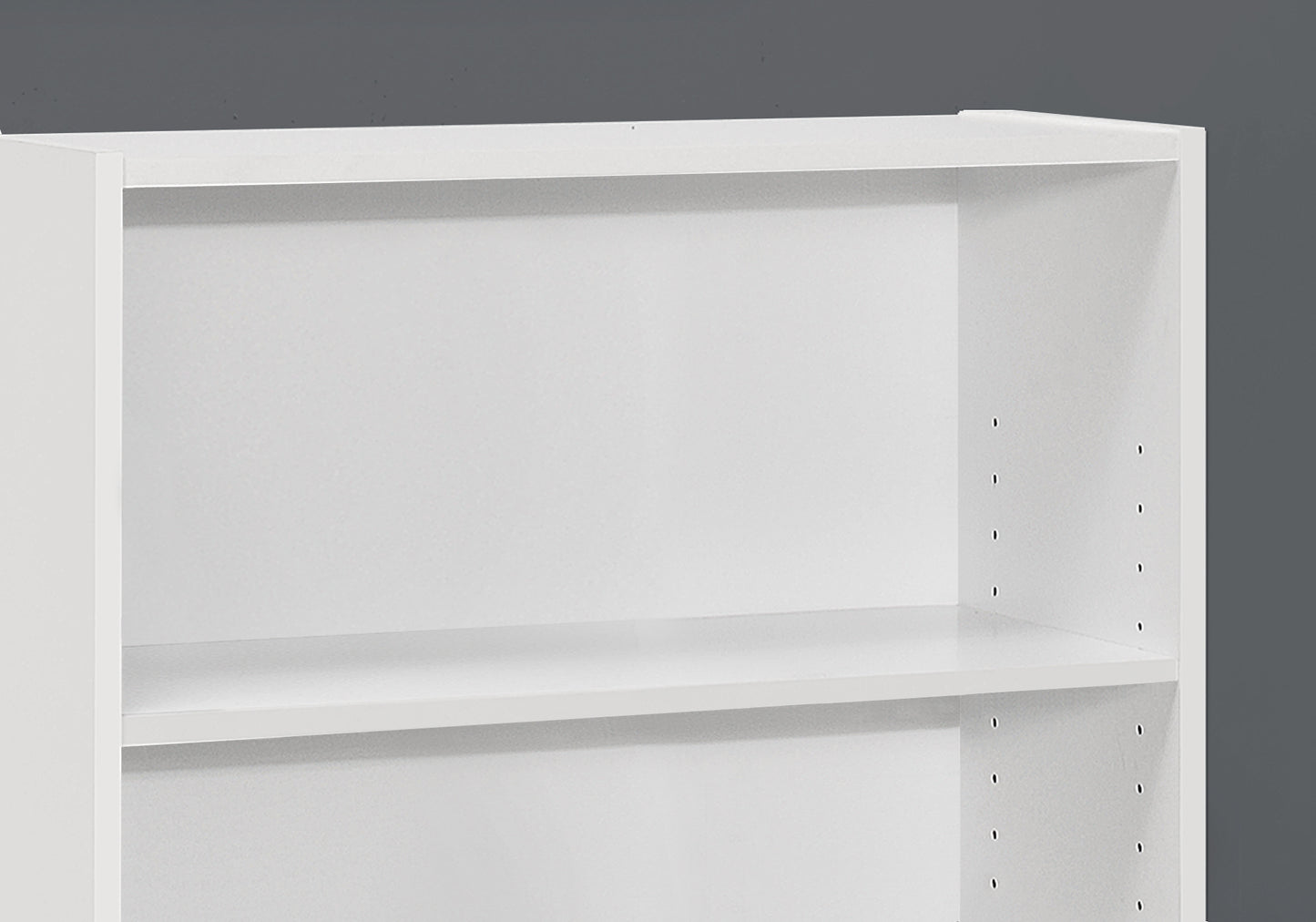 36" White Adjustable Three Tier Standard Bookcase