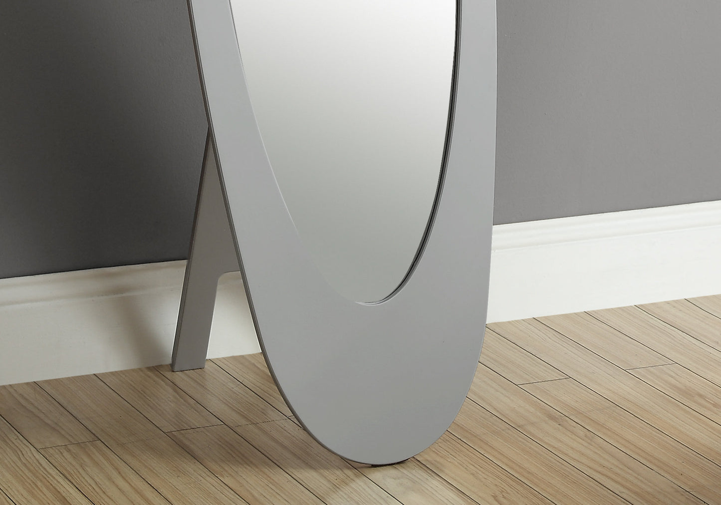 Gray Oval Cheval Standing Mirror