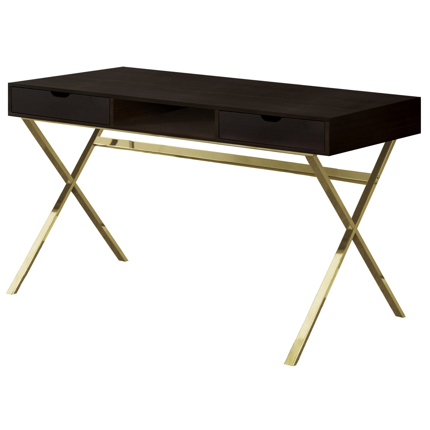 24" Dark Brown Rectangular Computer Desk With Two Drawers