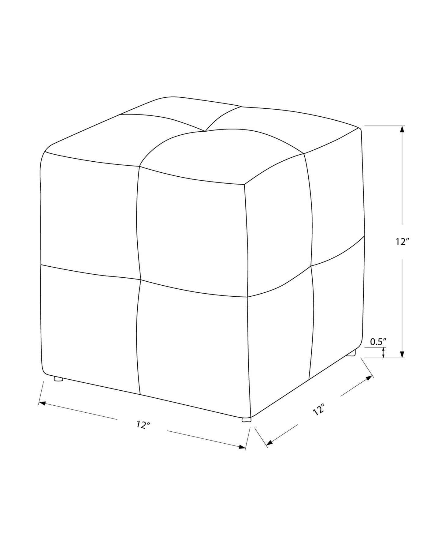 12" White Faux Leather Tufted Cube Ottoman