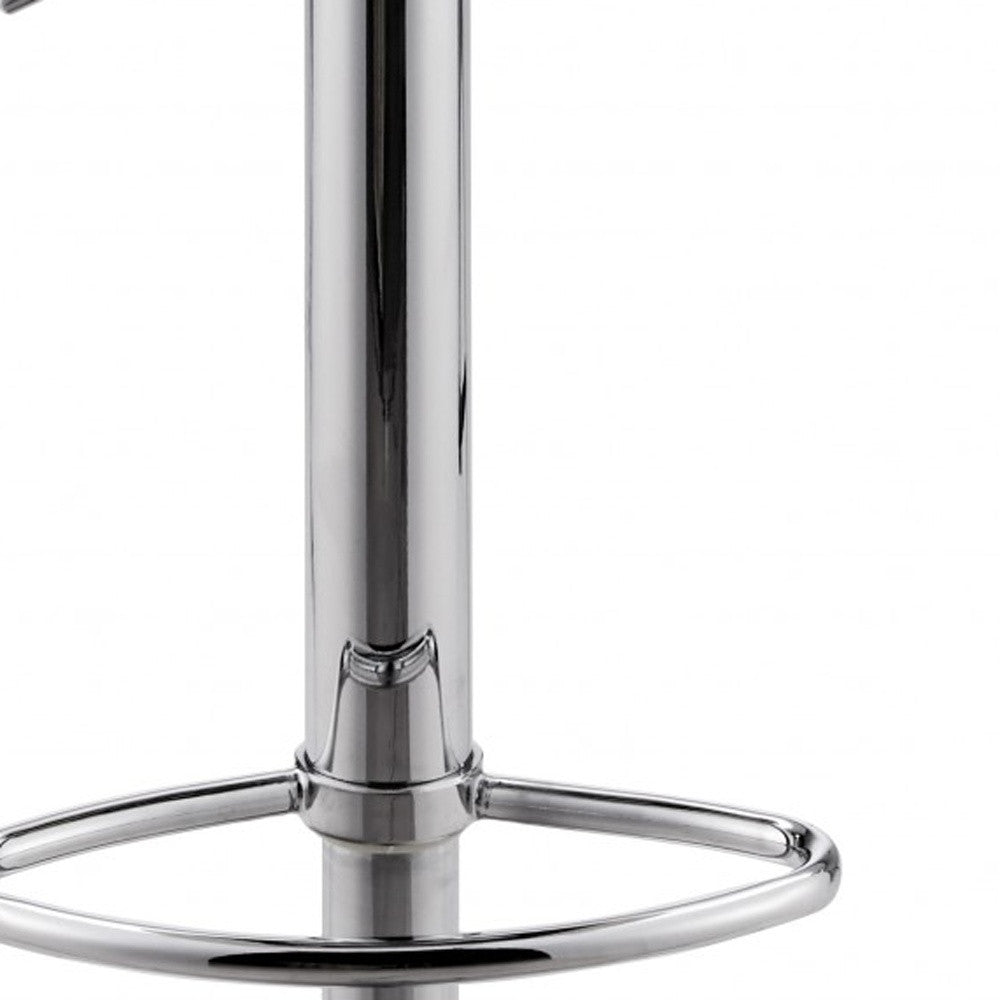 18.12" X 18.9" X 39.57" White Leatherette Over Steel Frame Adjustable Swivel Barcounter Stool With Brushed Stainless Steel Base