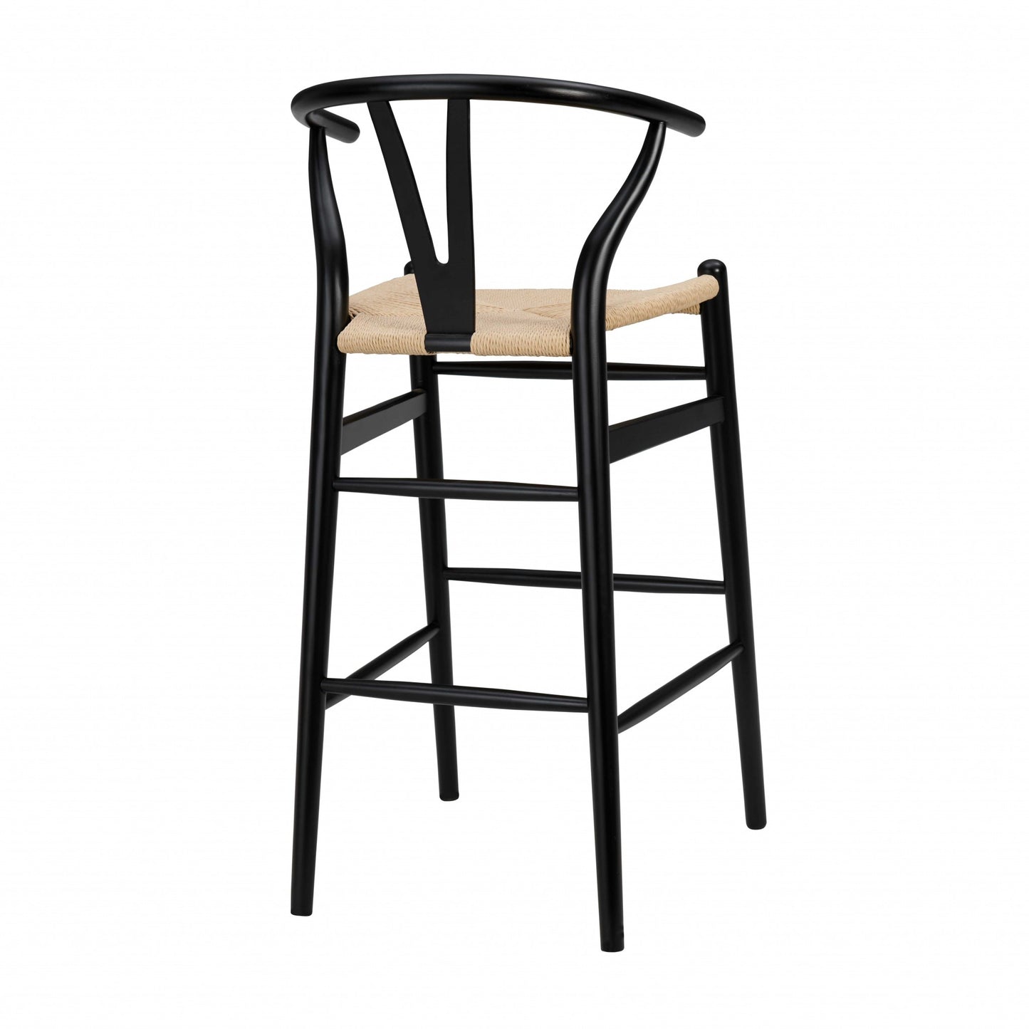 30" Natural and Black Solid Wood Low Back Counter Height Bar Chair with Footrest