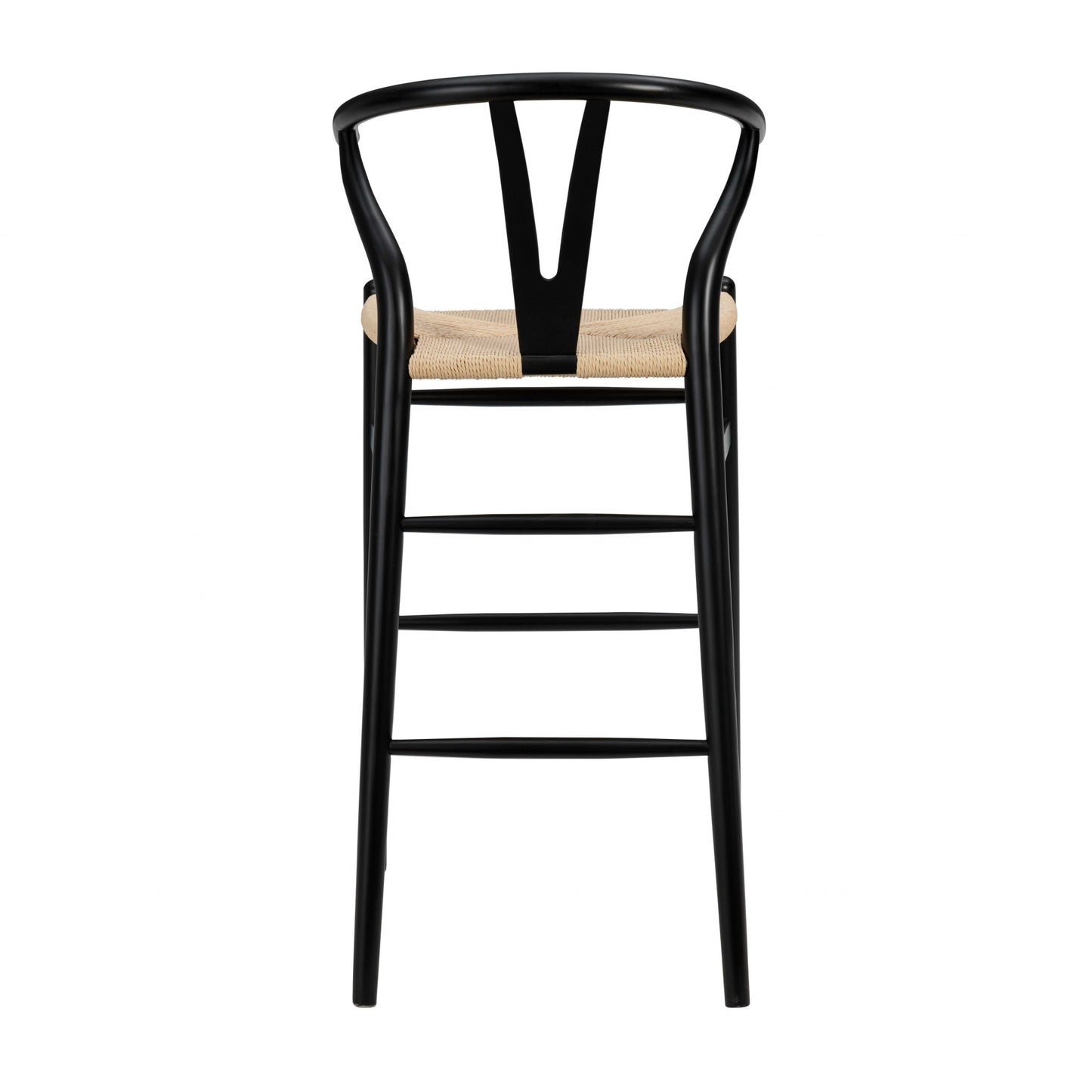 30" Natural and Black Solid Wood Low Back Counter Height Bar Chair with Footrest