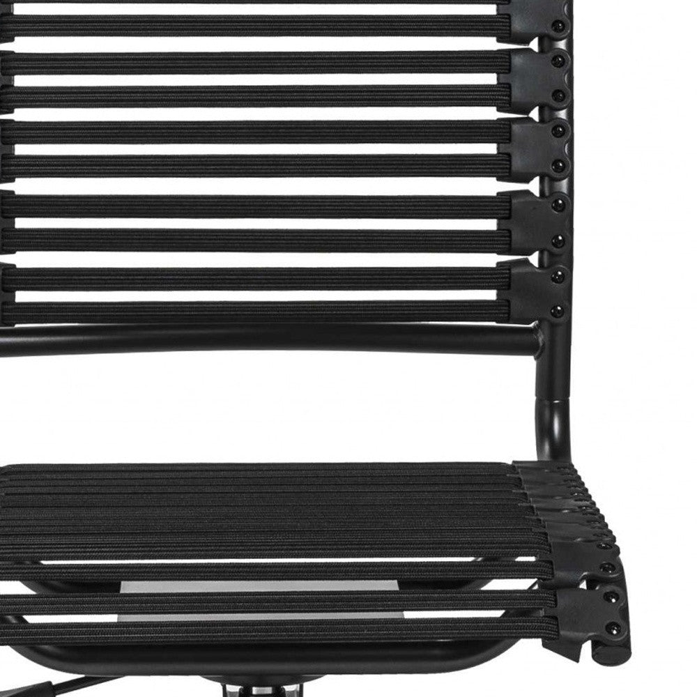 Black Swivel Adjustable Task Chair Bungee Back Steel Frame