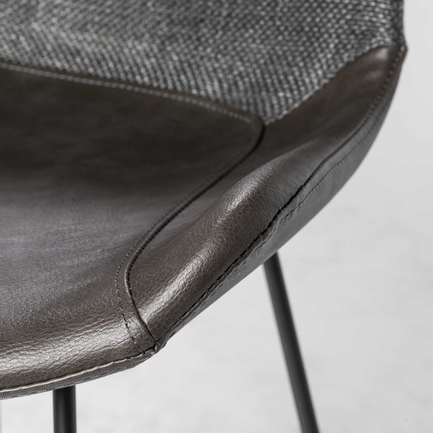 22.45" X 19.3" X 40.16" Dark Gray Leatherette Bar Stool With Matte Black Legs