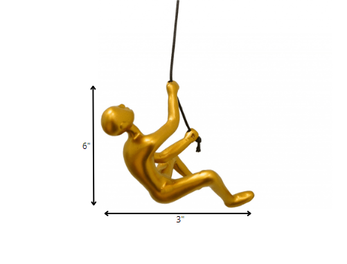 6" Gold Unique Climbing Man Wall Art