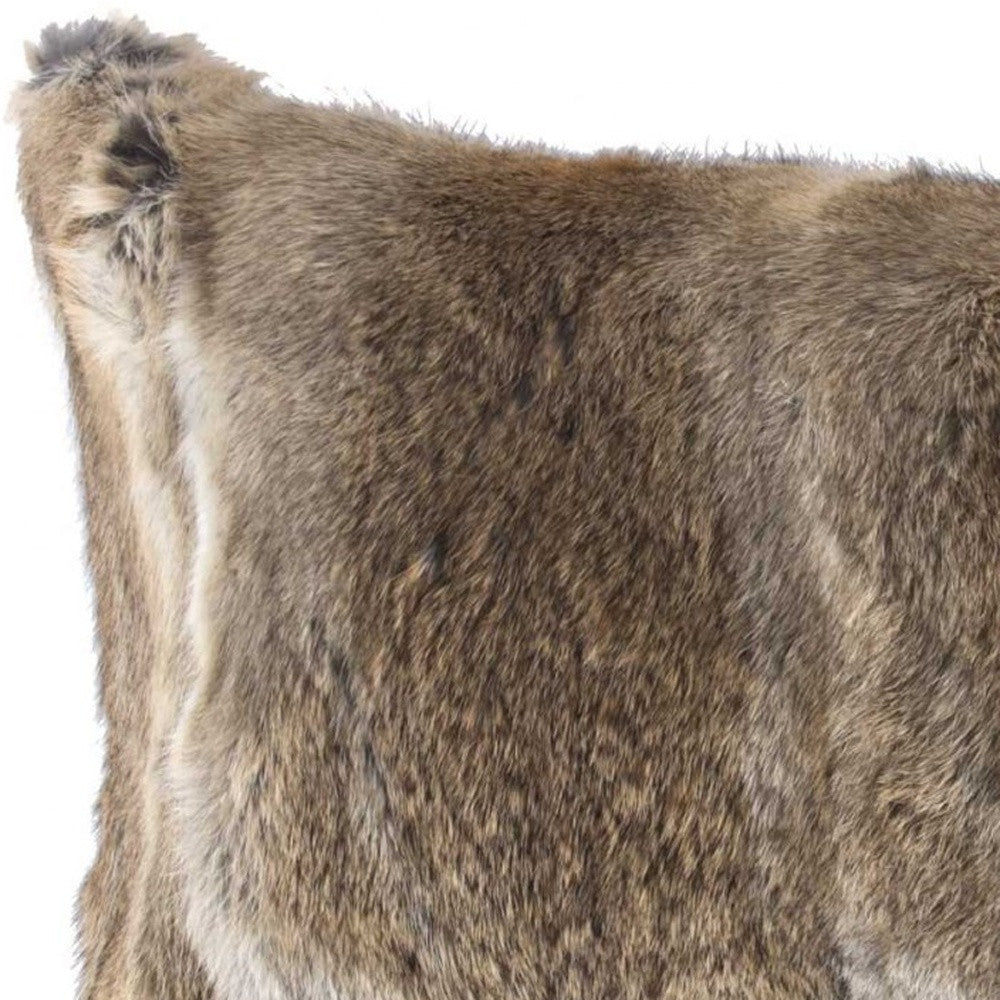 5" X 12" X 20" 100% Natural Rabbit Fur Hazelnut Pillow