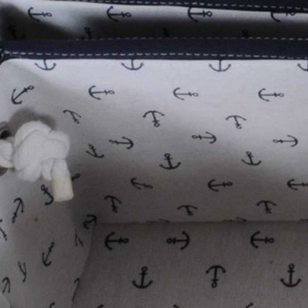 13.5" X 17" X 22.5" Blue Fabric Basket With Bow Decoration Set Of 5