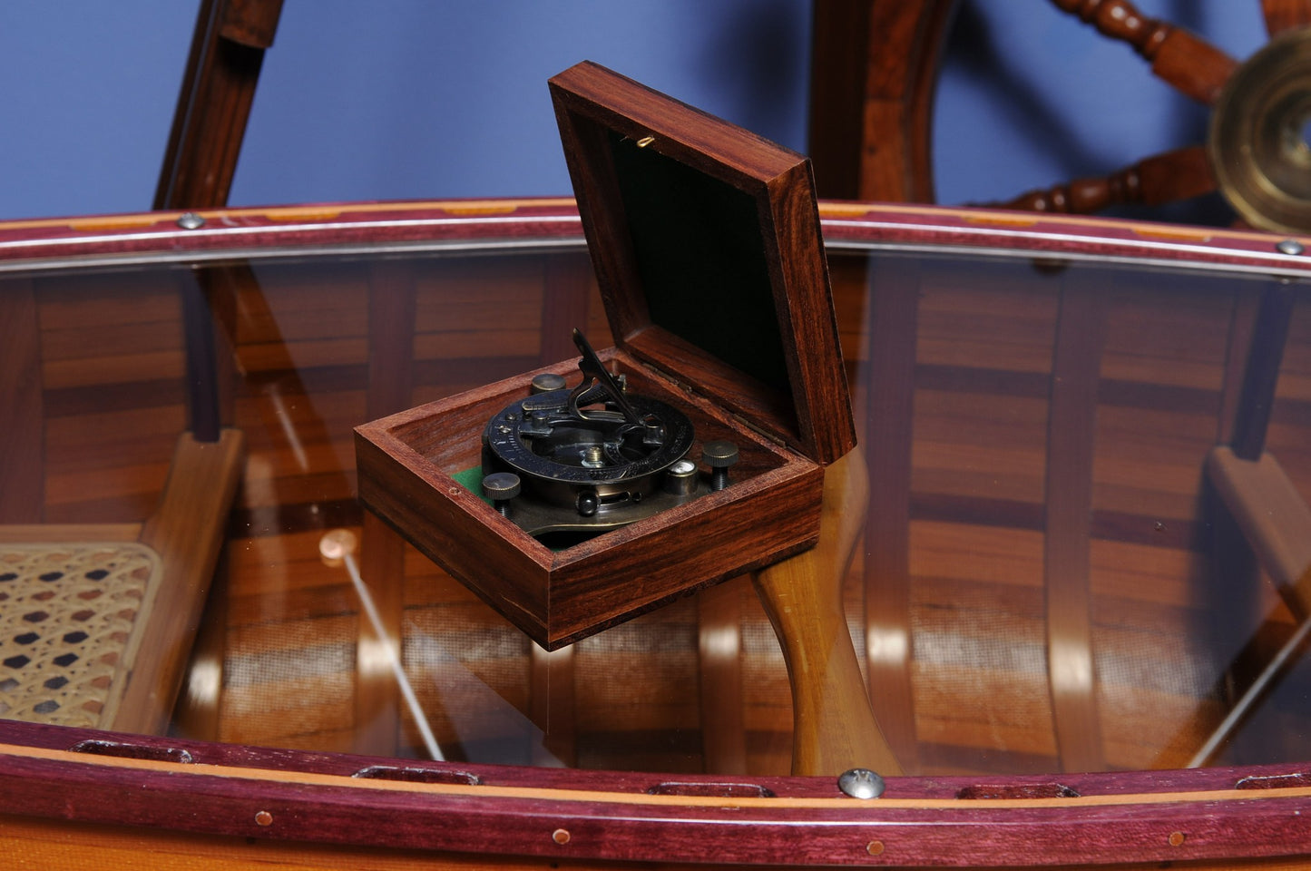 3.25" X 3.25" X 3.25" Sundial Compass In Wood Box Small