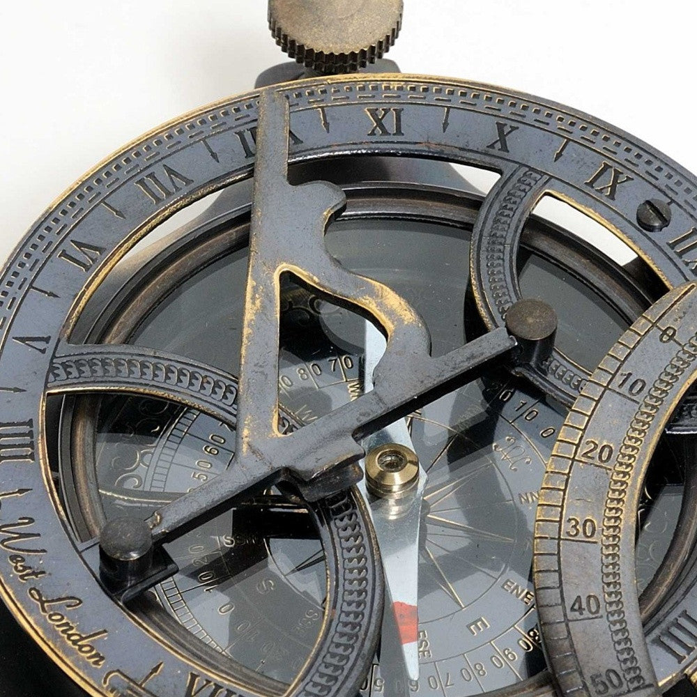 3.25" X 3.25" X 3.25" Sundial Compass In Wood Box Small