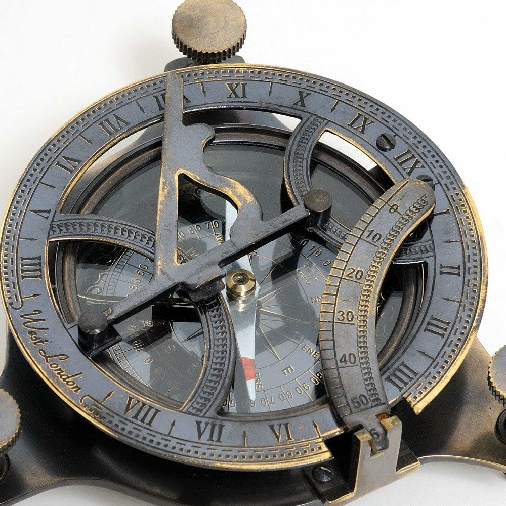 3.25" X 3.25" X 3.25" Sundial Compass In Wood Box Small