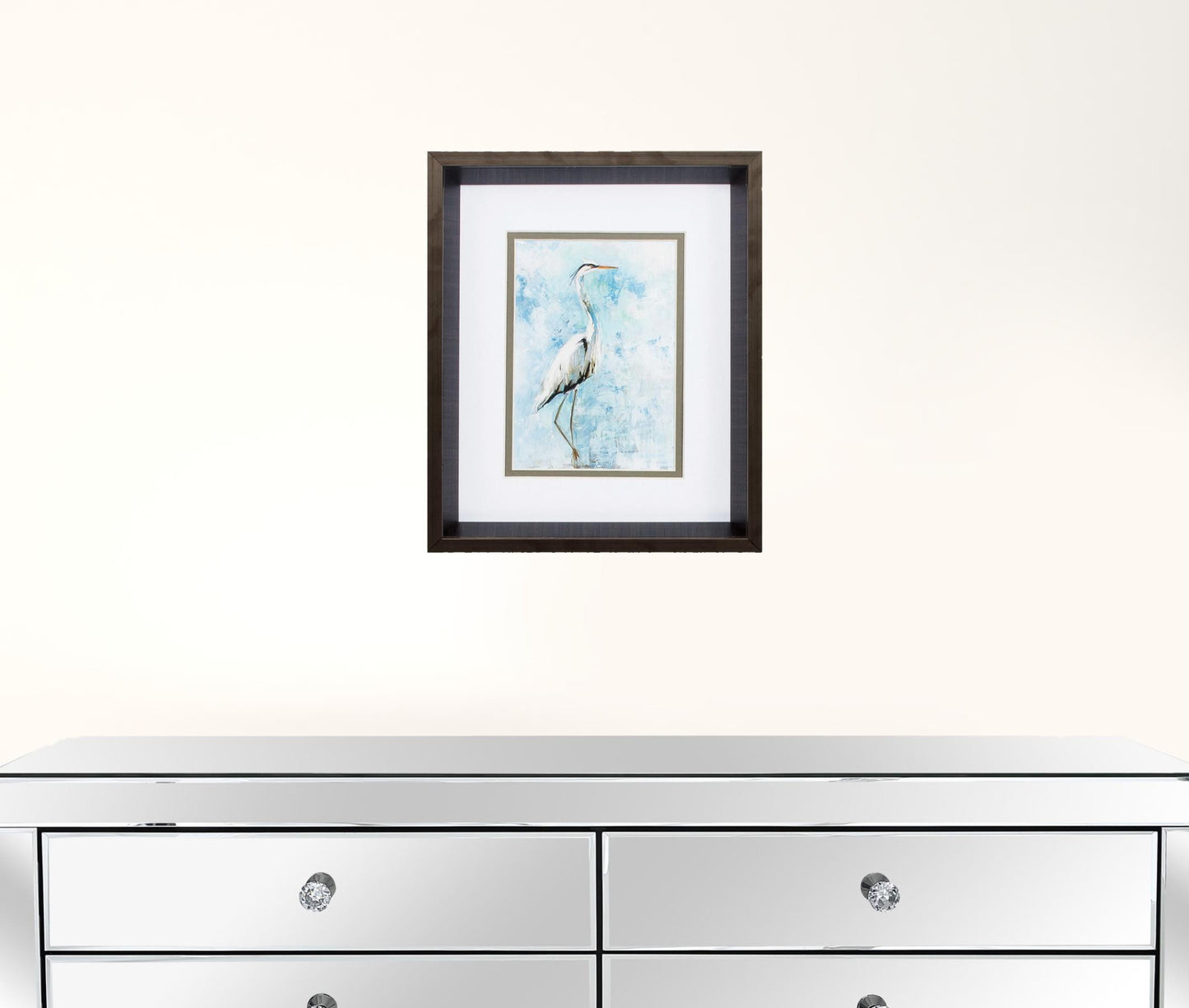 10" X 12" Brushed Silver Frame Hazy Morning Heron (Set Of 2)