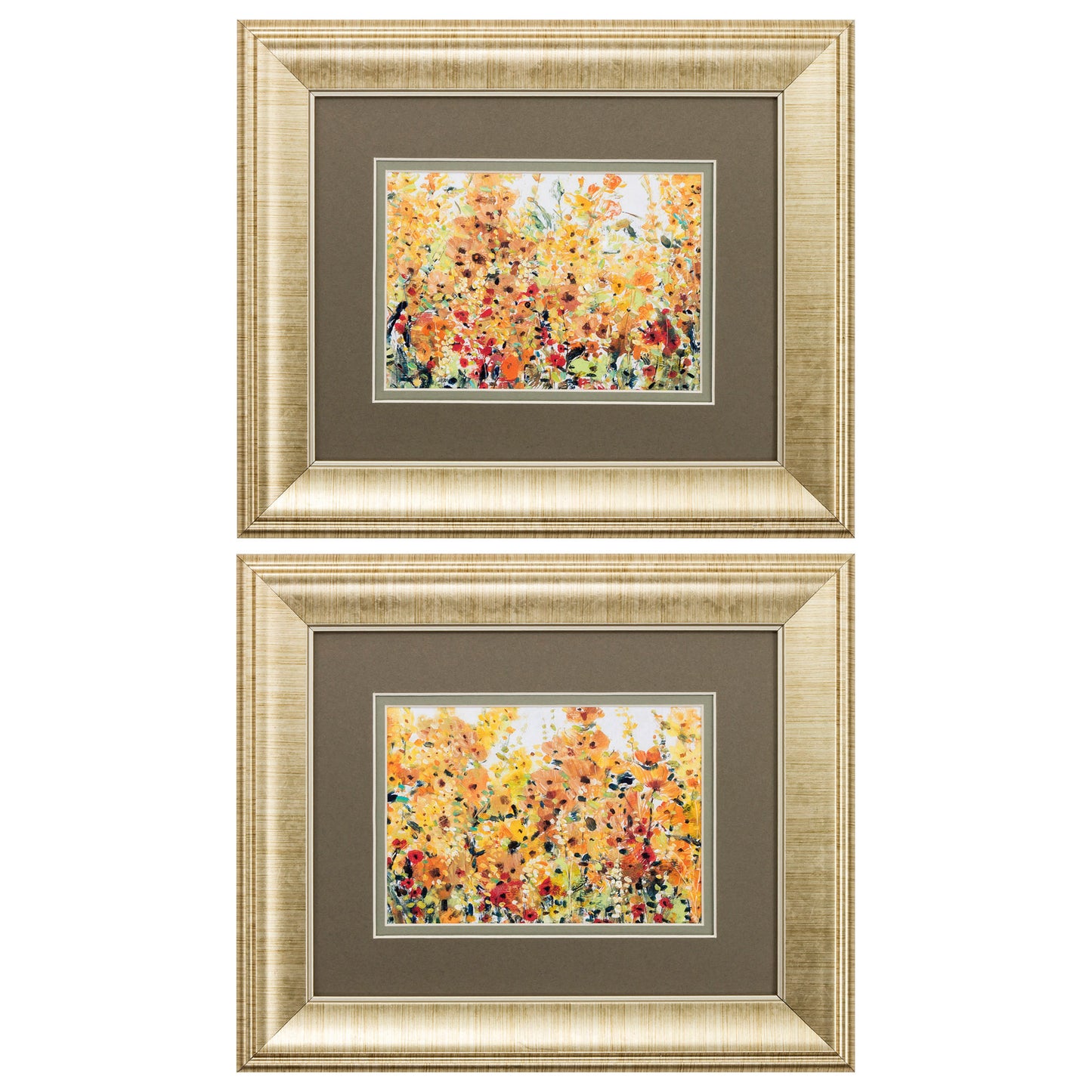 Set Of Two Gold Plastic Flower Wall Decor