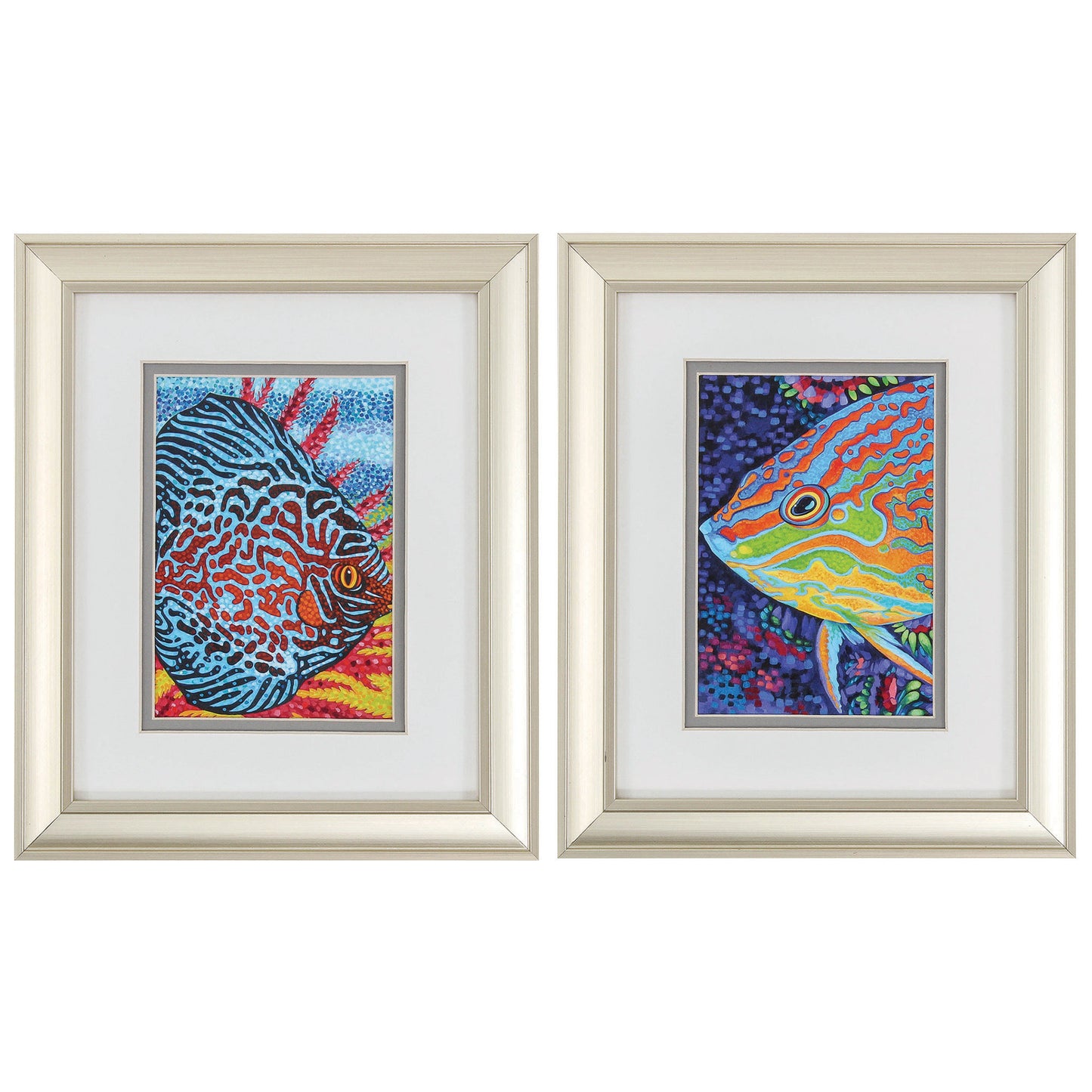 10" X 12" Champagne Gold Color Frame Tropical Fish (Set Of 2)