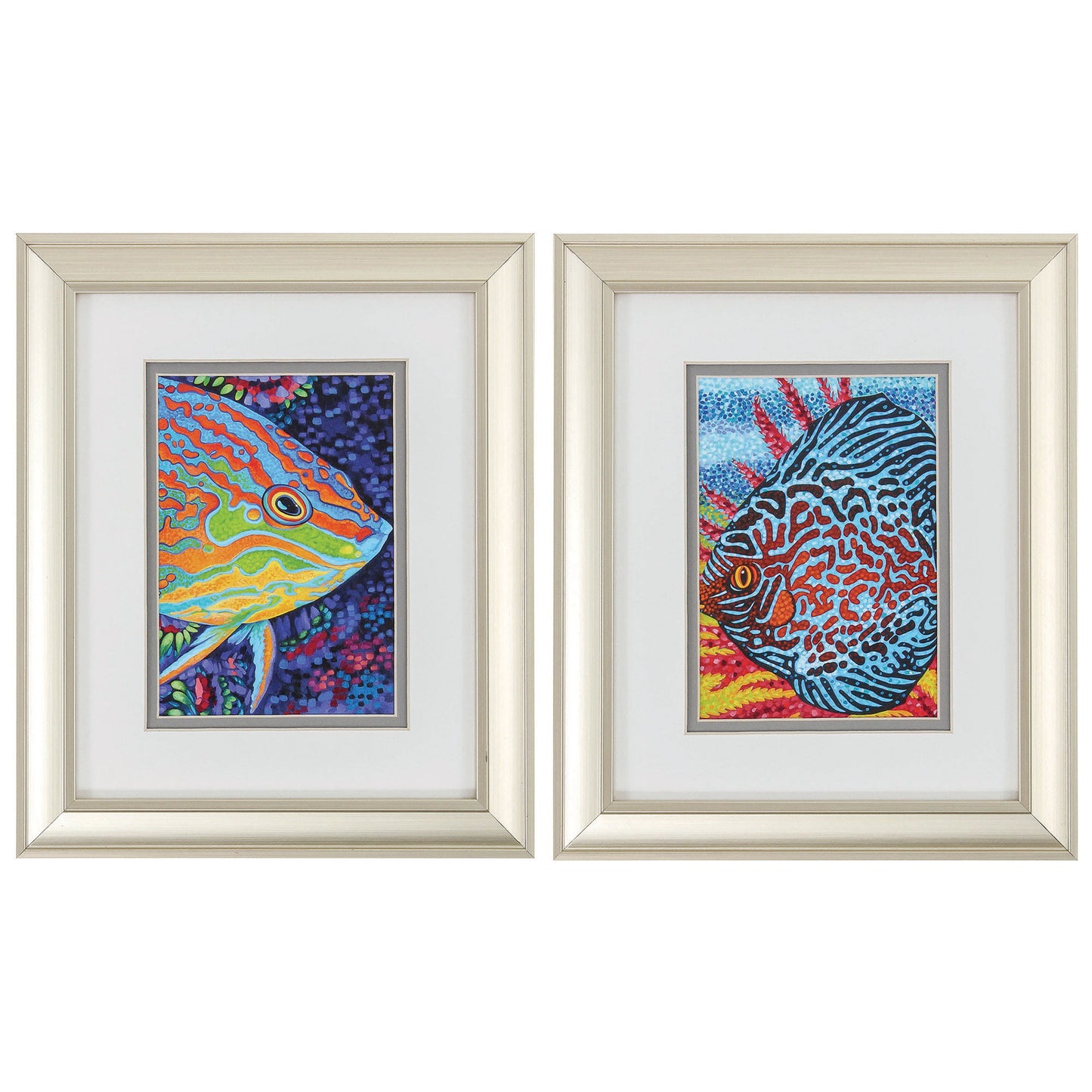 10" X 12" Champagne Gold Color Frame Tropical Fish (Set Of 2)