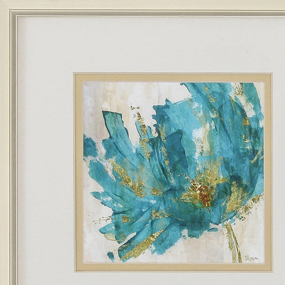 12" X 12" Champagne Gold Color Frame Blue Infusion (Set Of 2)