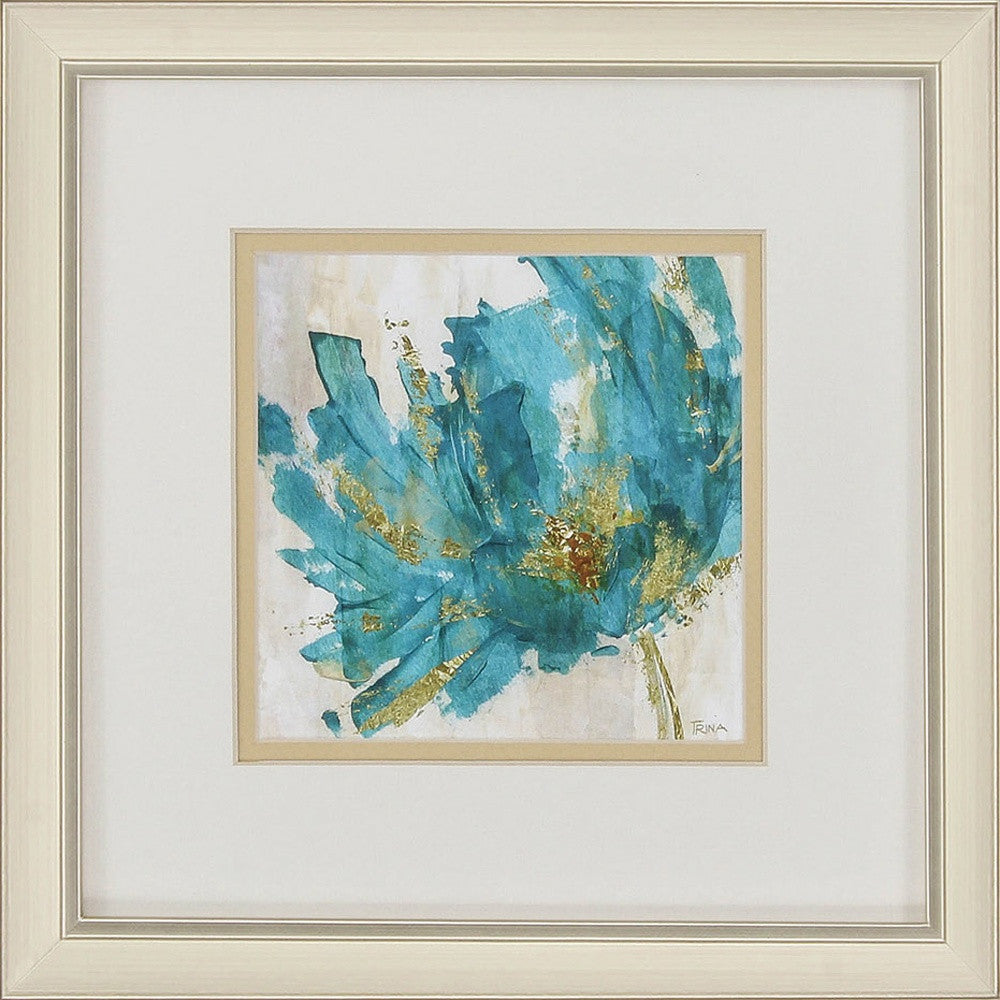 12" X 12" Champagne Gold Color Frame Blue Infusion (Set Of 2)