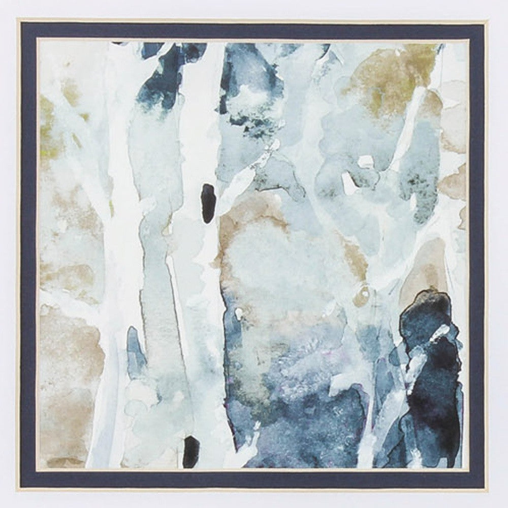 13" X 13" Brushed Silver Frame Blue Watercolor (Set Of 2)