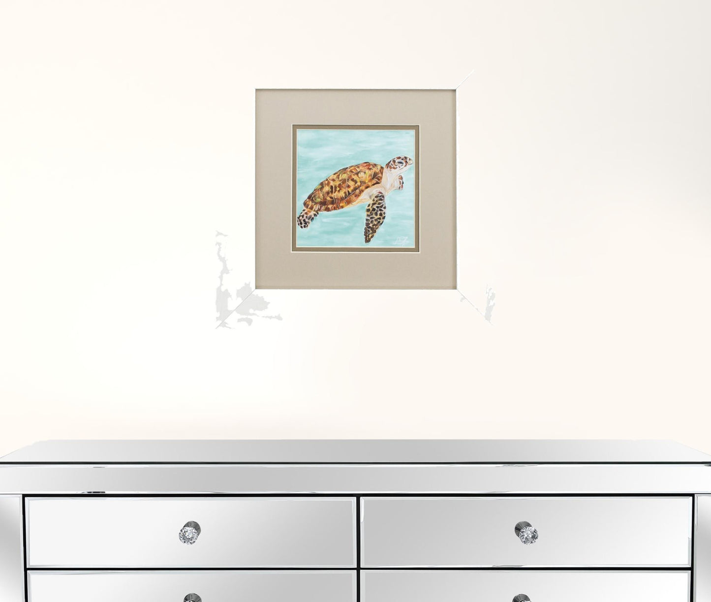 13" X 13" White Frame Calm Swim (Set Of 2)