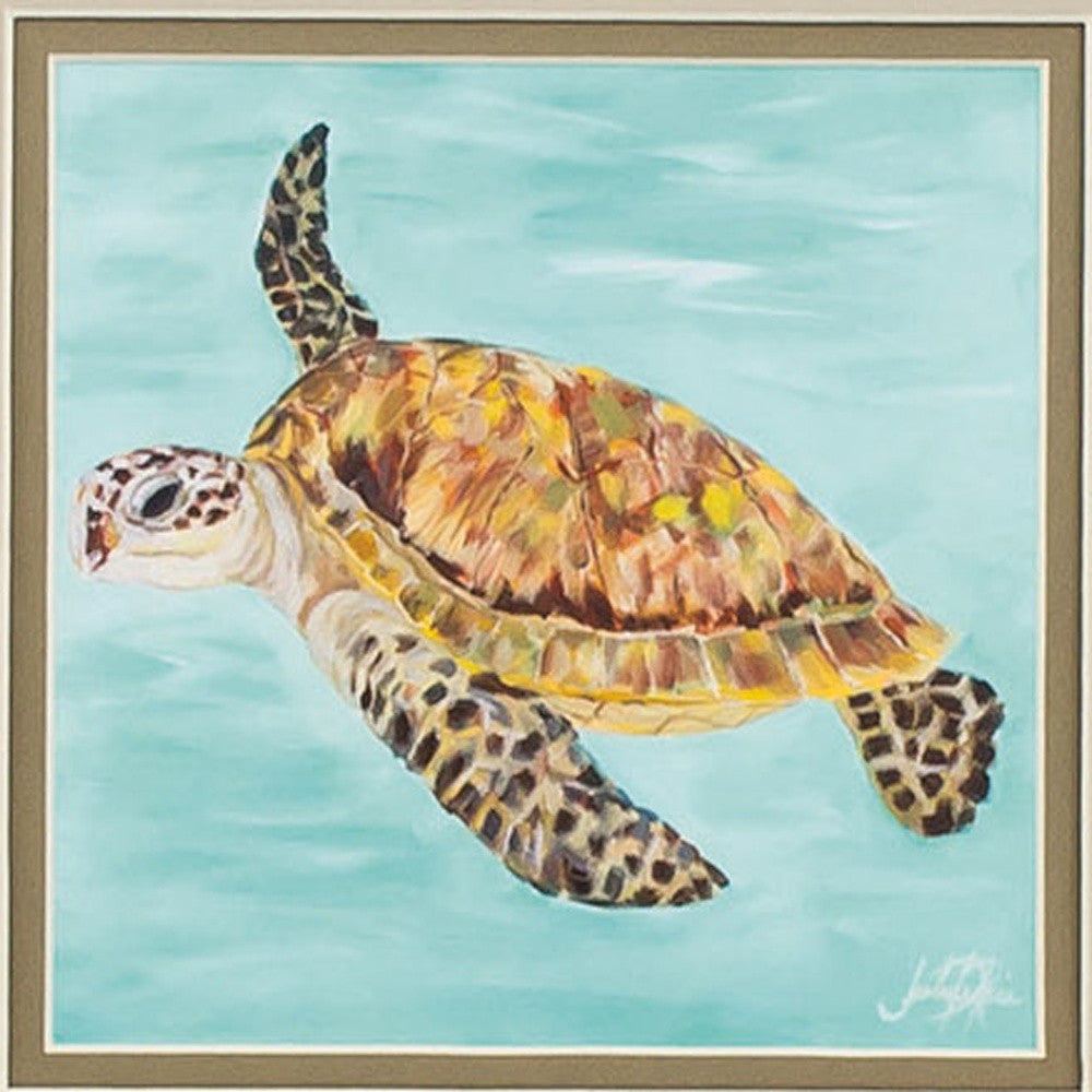 13" X 13" White Frame Calm Swim (Set Of 2)